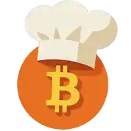 El Maestro de Cocina - Logo con gorro de chef y símbolo de Bitcoin
